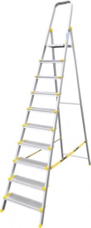 Стремянка алюминиевая АЛЮМЕТ АS 710 10 ступеней анодированная, ширина ступени 130 мм [АS710]
