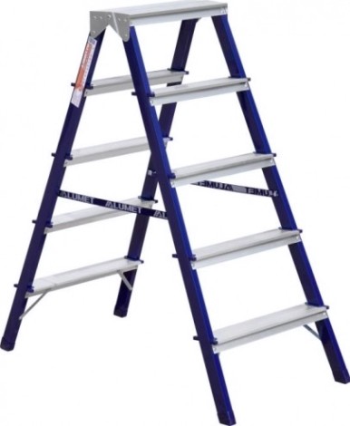 Стремянка стальная АЛЮМЕТ MD 8205 5 ступеней двухсторонняя [MD8205]