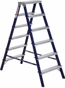 Стремянка стальная АЛЮМЕТ MD 8206 6 ступеней двухсторонняя [MD8206]