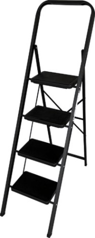 Стремянка стальная АЛЮМЕТ МКP 804 4 ступени, широкие пластиковые ступени [МК804P]