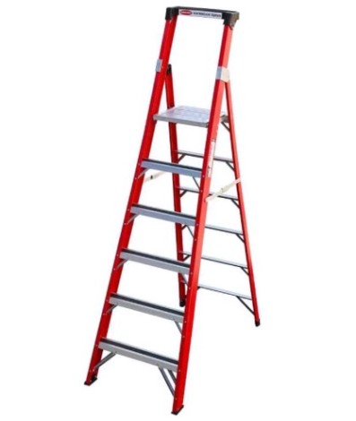 Стремянка стеклопластиковая АЛЮМЕТ FGP 206 6 ступеней, с органайзером [FGP206]
