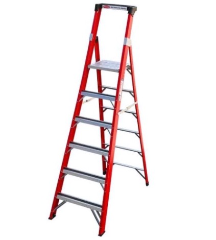 Стремянка стеклопластиковая АЛЮМЕТ FGP 207 7 ступеней, с органайзером [FGP207]