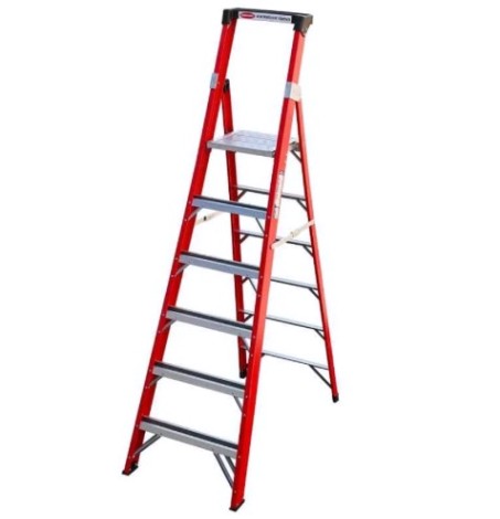 Стремянка стеклопластиковая АЛЮМЕТ FGP 208 8 ступеней, с органайзером [FGP208]