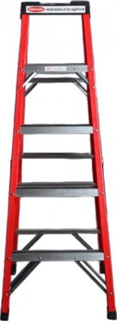 Стремянка стеклопластиковая АЛЮМЕТ SF 1004 4 ступени, с органайзером