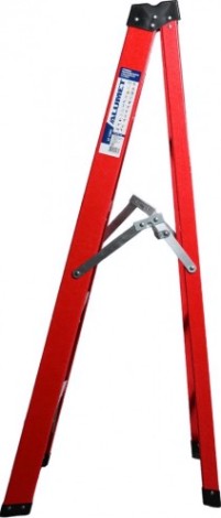 Стремянка стеклопластиковая АЛЮМЕТ SF 1004 4 ступени, с органайзером