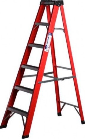 Стремянка стеклопластиковая АЛЮМЕТ SF 1005 5 ступеней, с органайзером