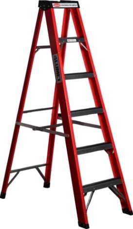 Стремянка стеклопластиковая АЛЮМЕТ SF 1005 5 ступеней, с органайзером