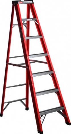 Стремянка стеклопластиковая АЛЮМЕТ SF 1006 6 ступеней, с органайзером