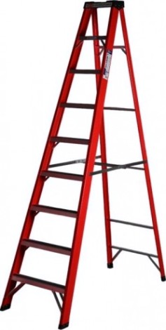 Стремянка стеклопластиковая АЛЮМЕТ SF 1008 8 ступеней, с органайзером