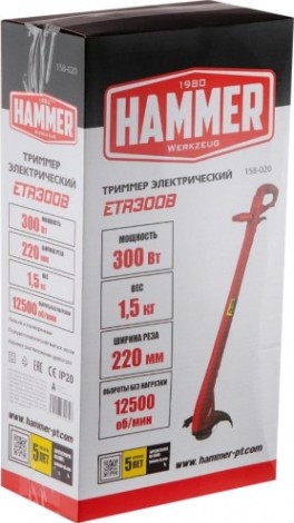Триммер электрический Hammer ETR300B леска 1,3мм нижний двигатель [158-020]