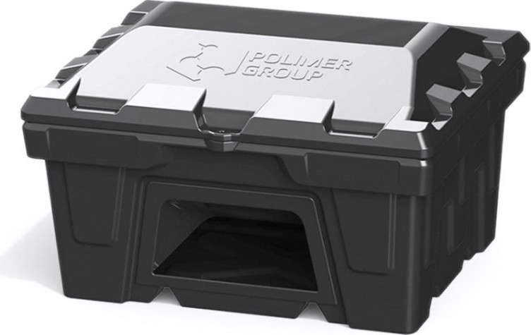 Ящик для песка и химикатов POLIMER GROUP 250 л с крышкой и дозатором [черный]