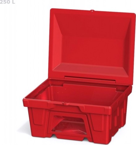 Ящик для песка и химикатов POLIMER GROUP 250 л с крышкой и дозатором [красный]