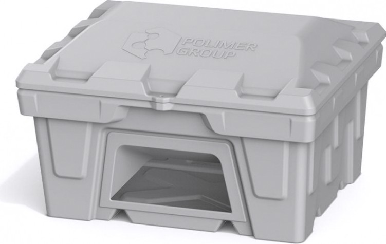 Ящик для песка и химикатов POLIMER GROUP 250 л с крышкой и дозатором [серый]
