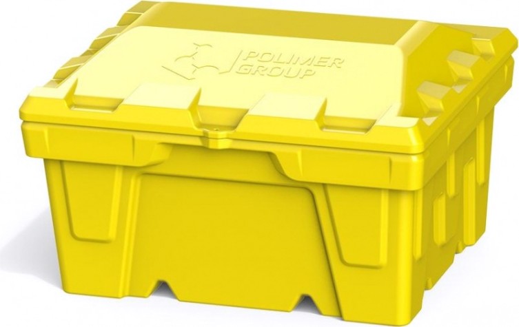 Ящик для песка и химикатов POLIMER GROUP 250 л с крышкой [желтый]