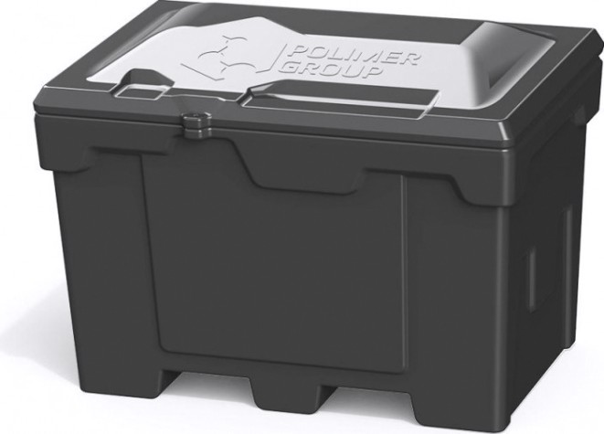 Ящик для песка и химикатов POLIMER GROUP 500 л с крышкой [черный]
