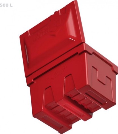 Ящик для песка и химикатов POLIMER GROUP 500 л с крышкой и дозатором [красный]