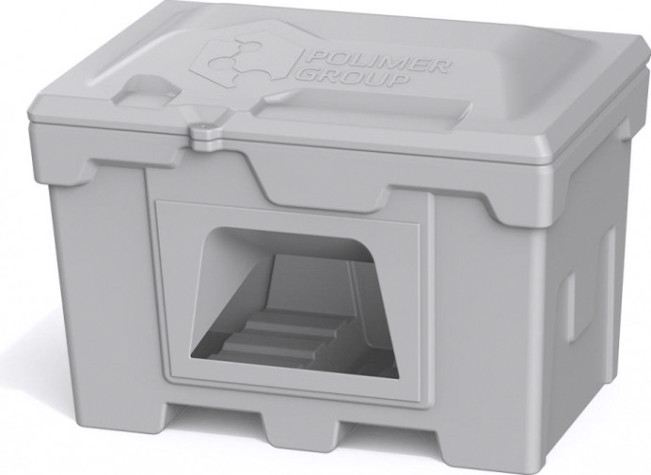 Ящик для песка и химикатов POLIMER GROUP 500 л с крышкой и дозатором [серый]