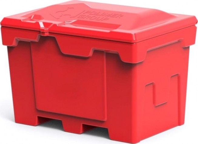 Ящик для песка и химикатов POLIMER GROUP 500 л с крышкой [красный]