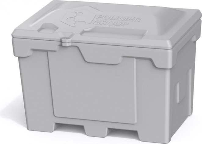 Ящик для песка и химикатов POLIMER GROUP 500 л с крышкой [серый]